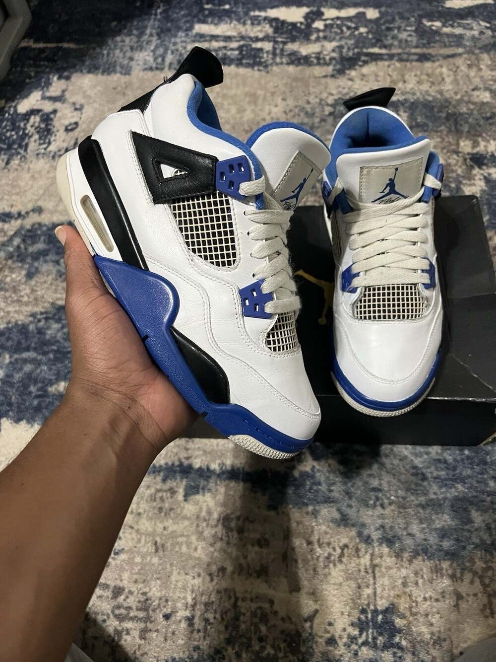 Size 6.5y-Nike Air Jordan 4 Retro GS Motorsports White 2017 Shoes 408452-117